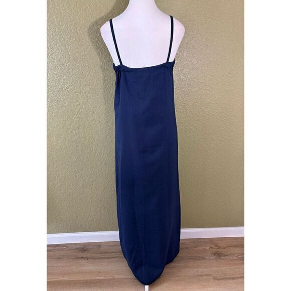 St. Gillan By Kate Unger Women's 10 Bow Front Wrap Maxi Dress Navy Blue Nautical - Picture 5 of 8